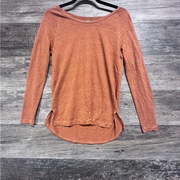 Madewell Orange Long Sleeve Asymmetrical Scoop Neck Blouse - Picture 1 of 6